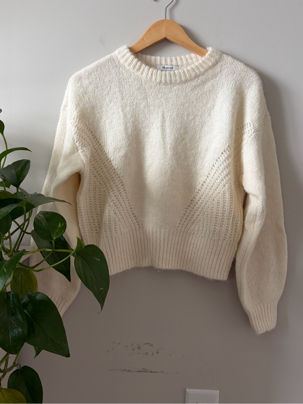 Madewell Cream Knit Crewneck Sweater - size small